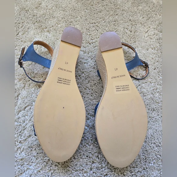 Sundance Wedge Sandals Womens EU 41 US 10-10.5 Blue Braided Leather - Picture 9 of 10